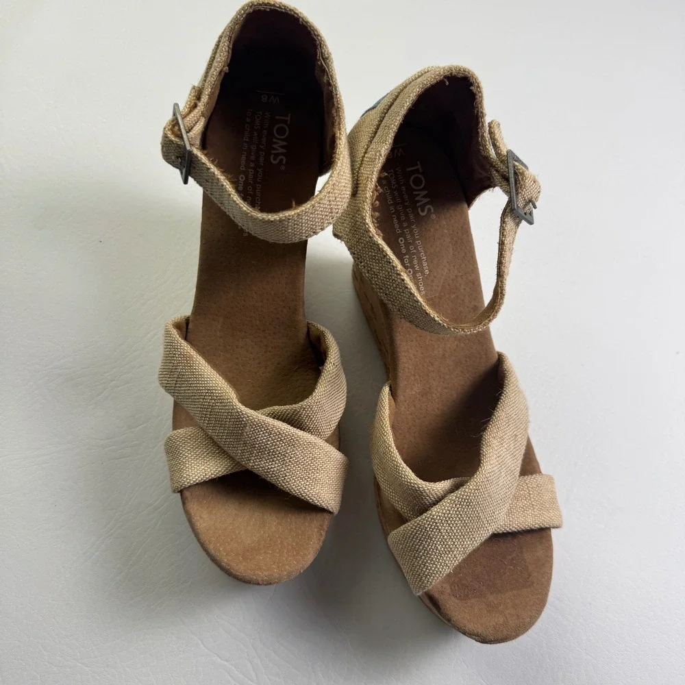 Toms strappy cork